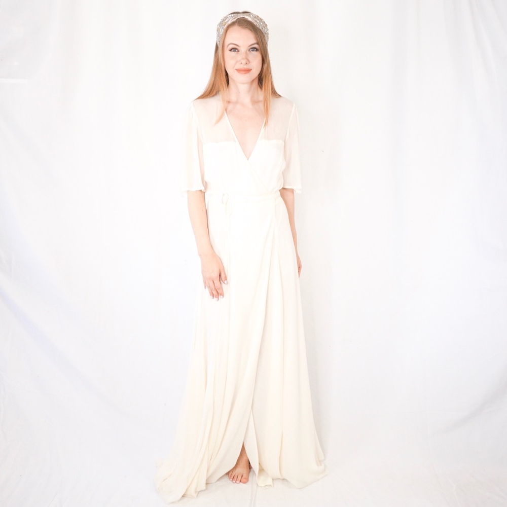 REFORMATION Julienne Ivory Bridal Wrap Dress 1188 - Picture 8 of 8
